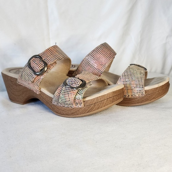 Dansko Shoes - Dansko Sandals Women's Multicolor Leather Buckle Heel Comfort Shoes US 6.5/EU 37